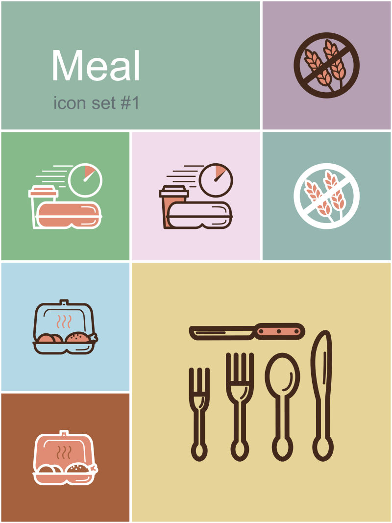 餐厅食品和饮料图标矢量设计