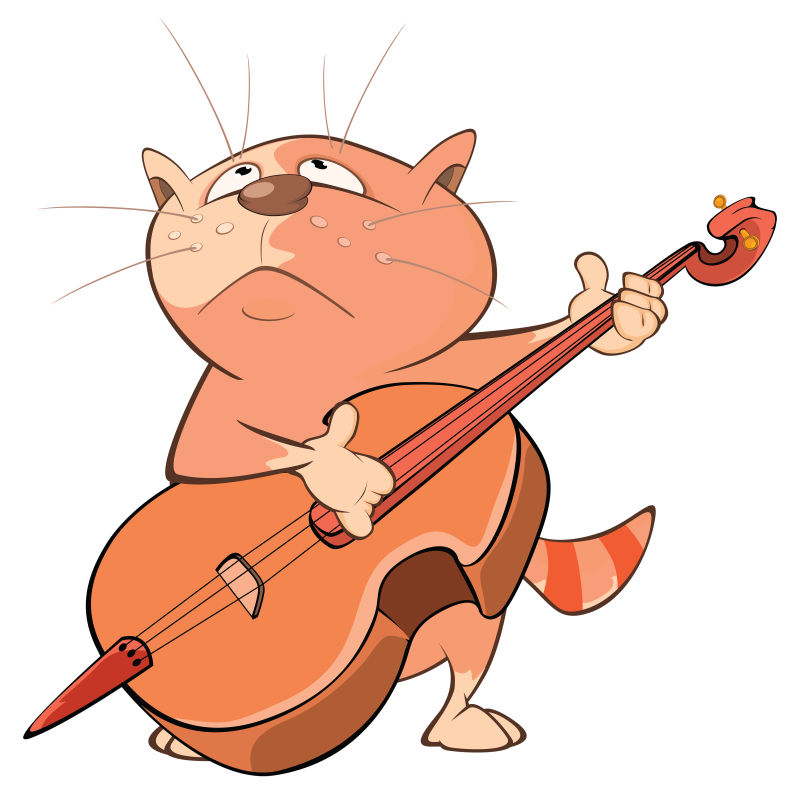 矢量卡通小提琴猫咪