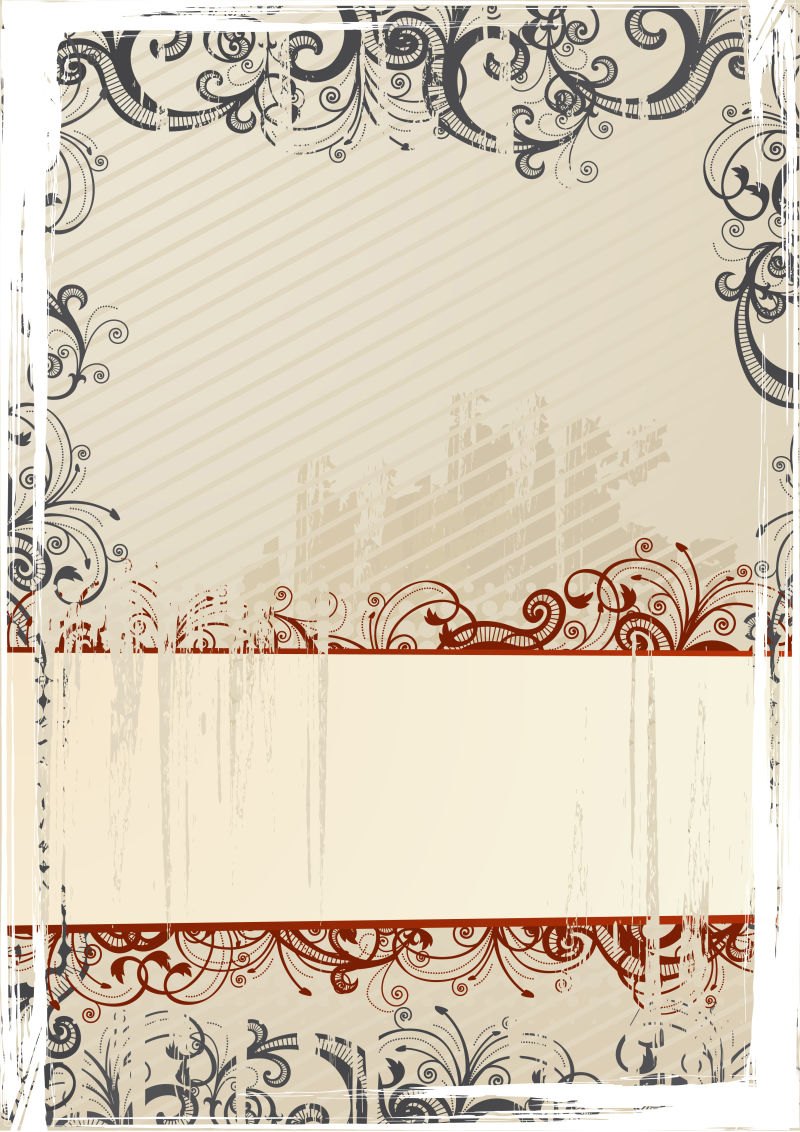 复古的米色花纹框架矢量设计