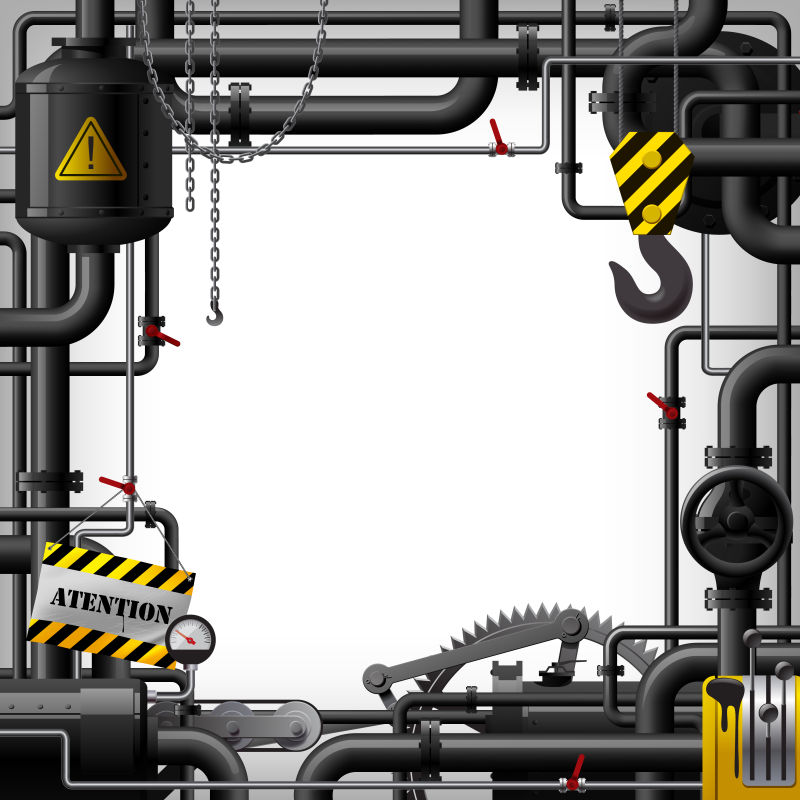 矢量的黑色工业管道