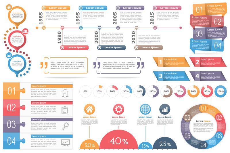 彩色的矢量信息图表元素