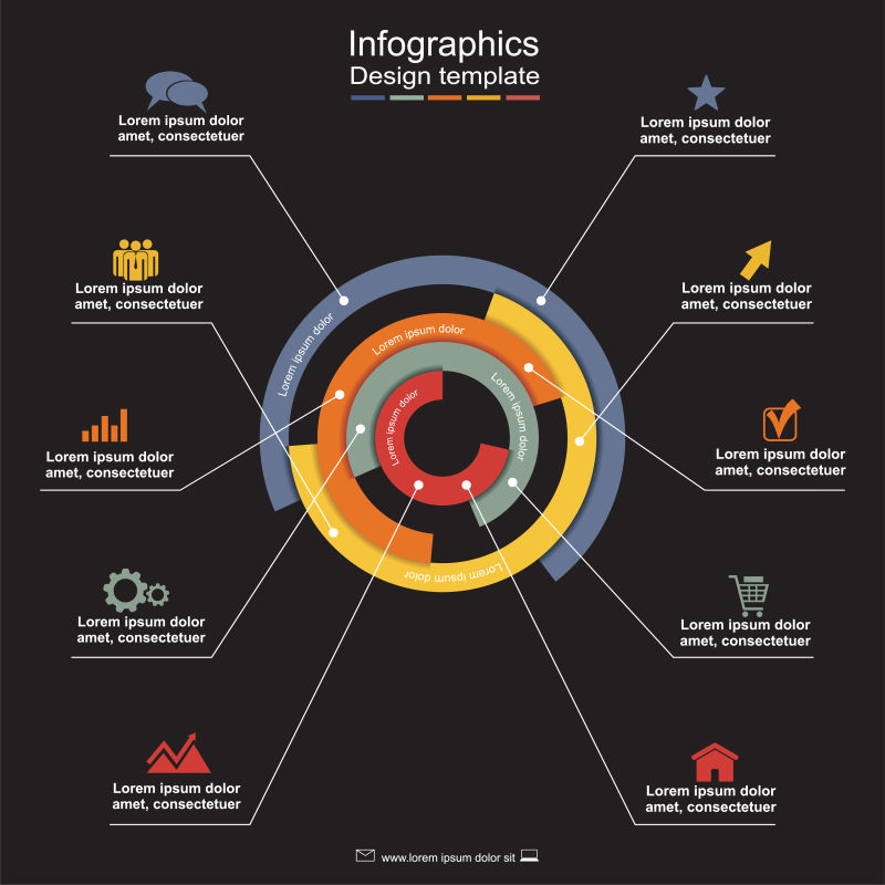 矢量的彩色环形信息图表设计