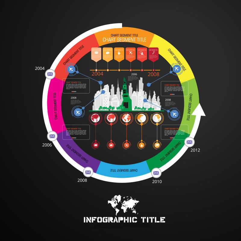 抽象矢量彩色建筑信息图表设计