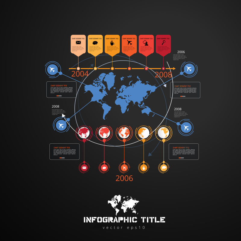 创意矢量彩色世界信息图表设计