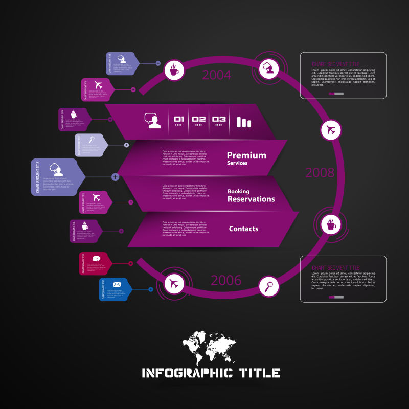 矢量紫色现代折纸风格的信息图表设计