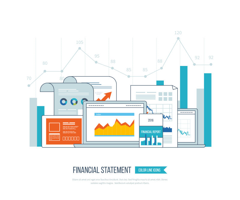 创意矢量财务报告创意平面插图