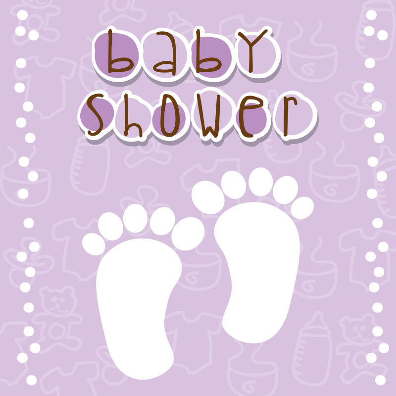 创意矢量婴儿脚印元素的沐浴卡设计