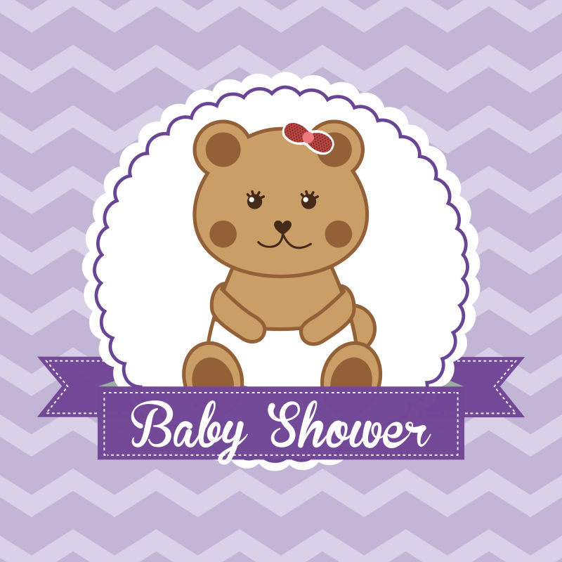 创意矢量紫色的婴儿沐浴卡设计