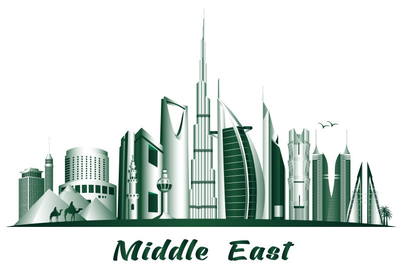 创意矢量中东著名建筑群的设计插图