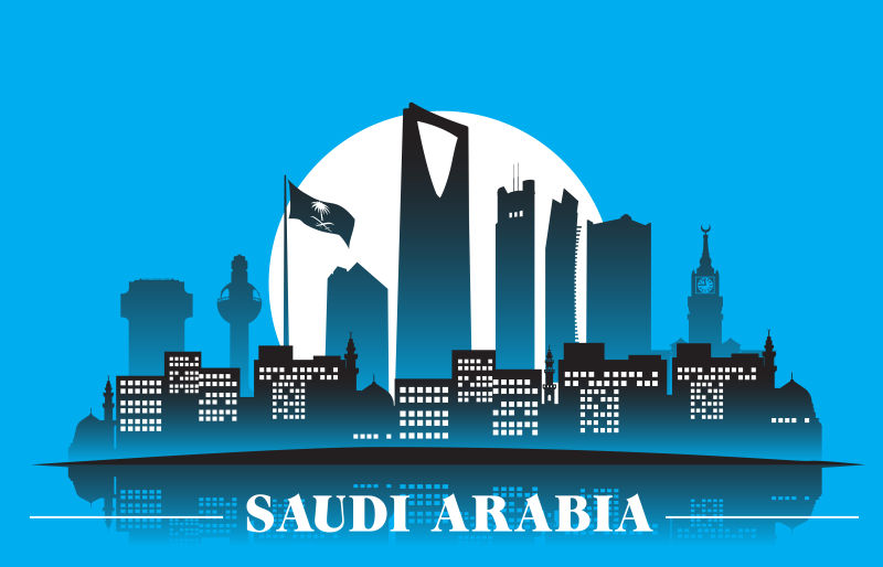 矢量创意沙特建筑剪影的插图