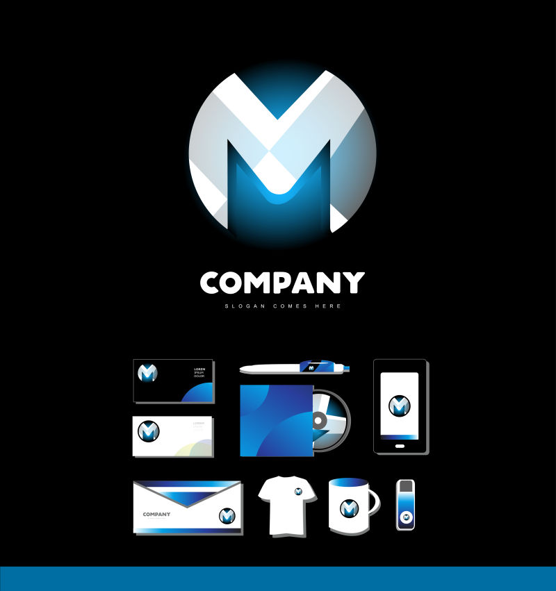 字母M形状的矢量公司标志