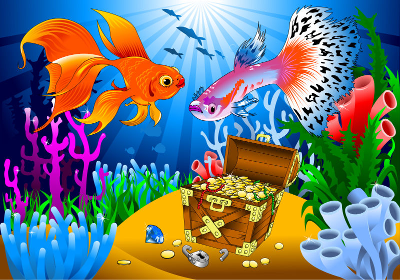 矢量海底寻宝的鱼插图