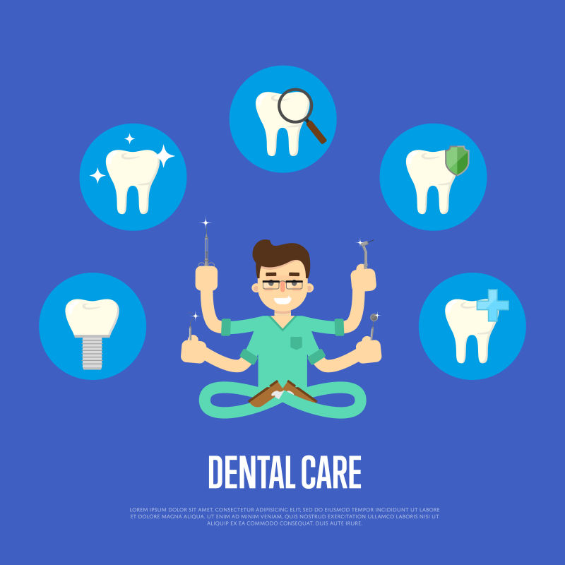创意矢量牙科健康保障概念的插图设计