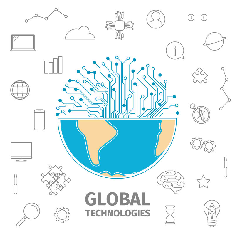 创意矢量全球技术概念的插图
