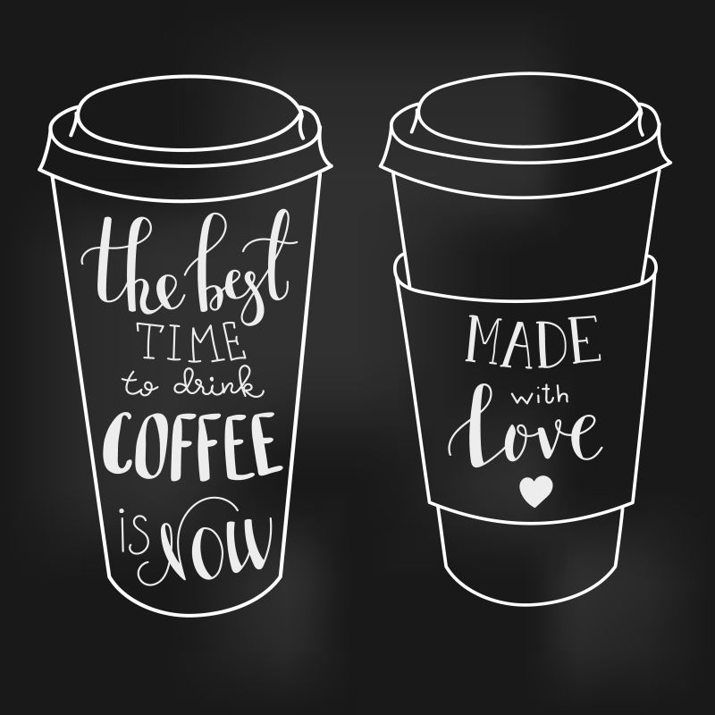 创意矢量文字排版的咖啡杯插图设计