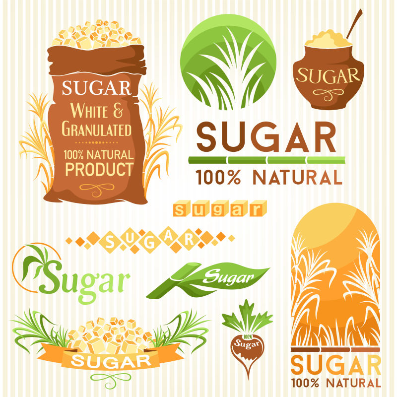 矢量创意天然产糖概念的标签设计