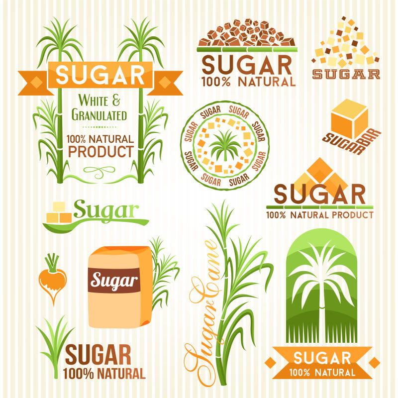 抽象矢量天然糖的标签设计