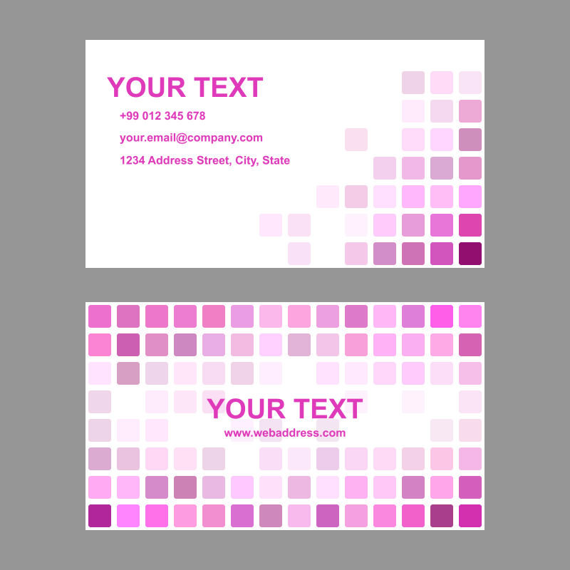 创意矢量粉色方形元素名片设计