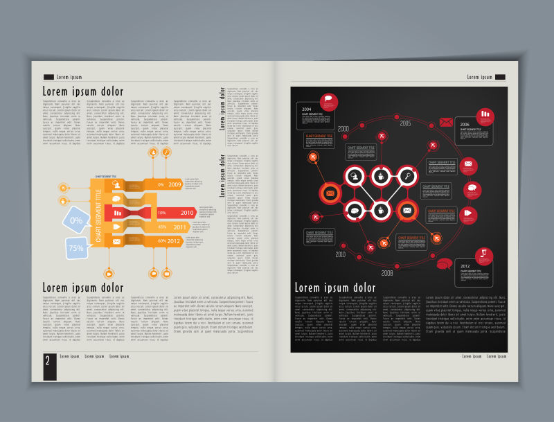 矢量信息元素统计的杂志页面设计