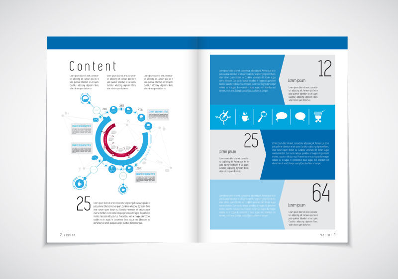 创意矢量蓝色图形现代杂志设计