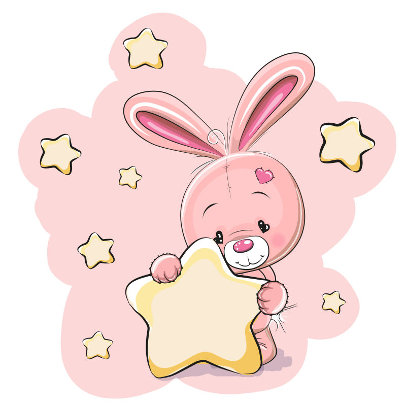 创意矢量卡通可爱的粉色兔子插图