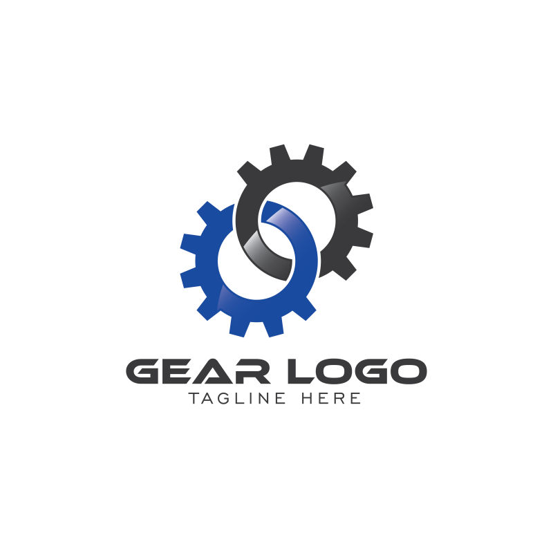 矢量连环齿轮logo设计