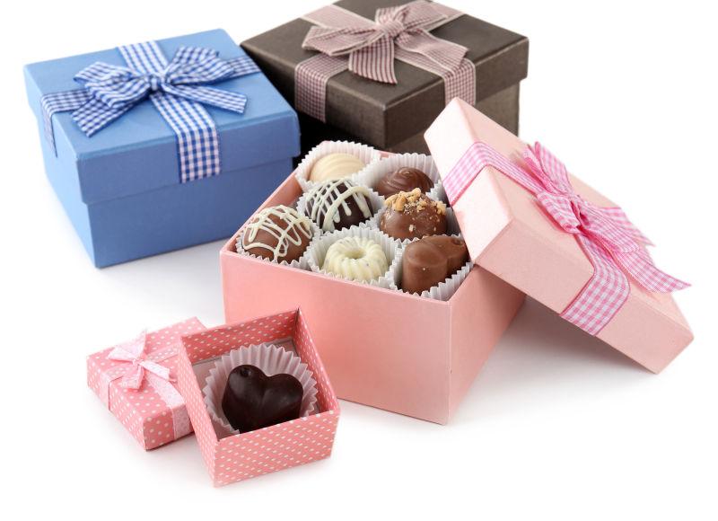 糖果盒中的美味巧克力糖果
