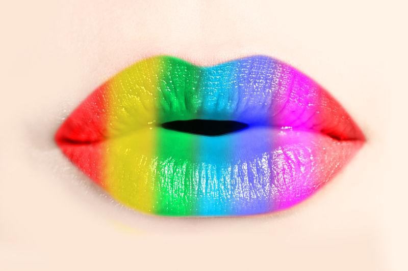 彩虹色的美女嘴唇