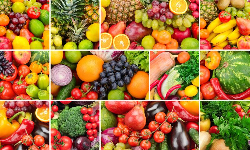 水果和蔬菜健康食品拼贴
