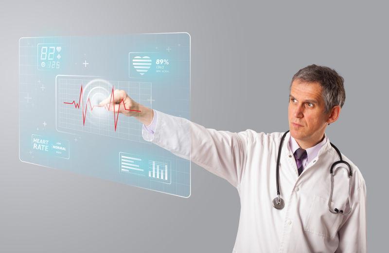 灰色背景下使用现代电子科学技术对于心脏病的医治