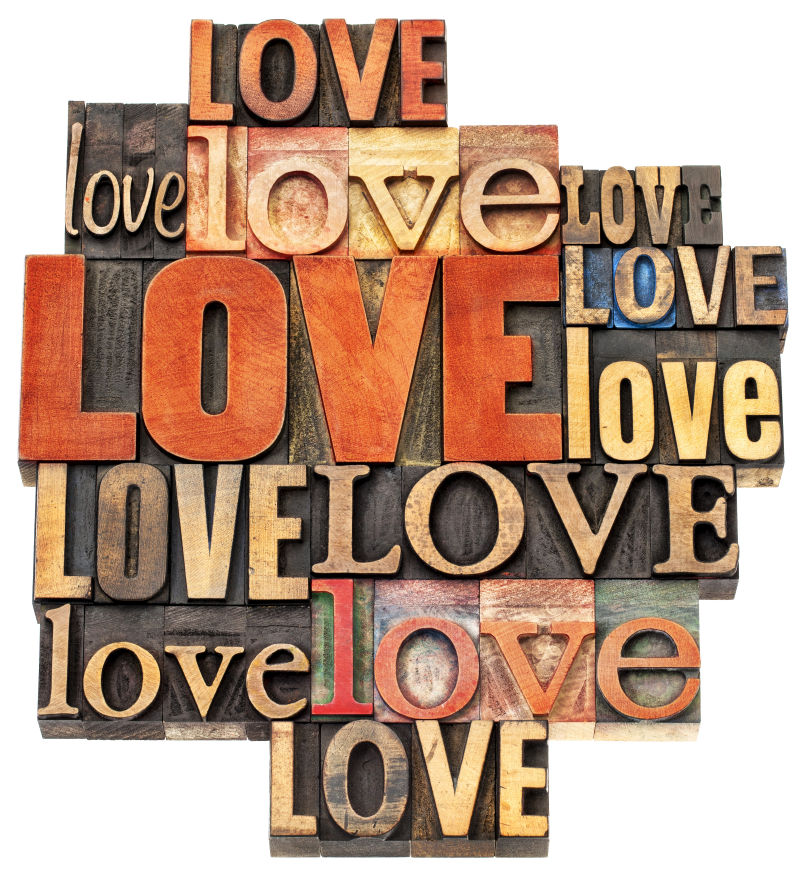 情人节木材类型的爱情概念