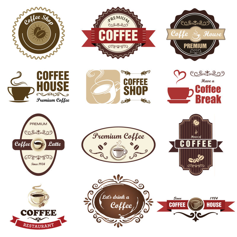 咖啡菜单矢量标签设计