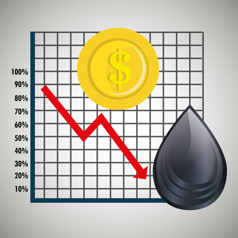矢量石油价格下降概念的插图