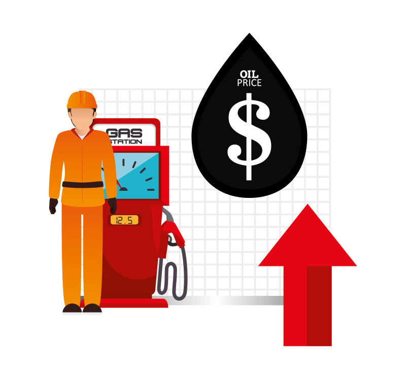 创意石油价格上升概念的矢量抽象插图