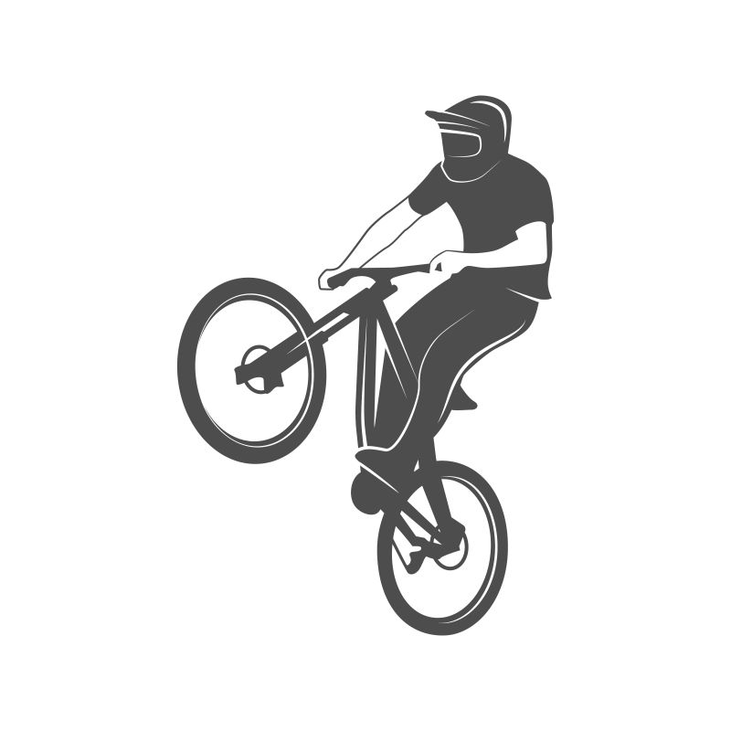 抽象矢量骑自行车的人标签插图