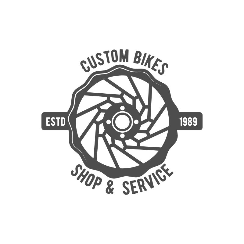 抽象矢量自行车齿轮元素的标签设计