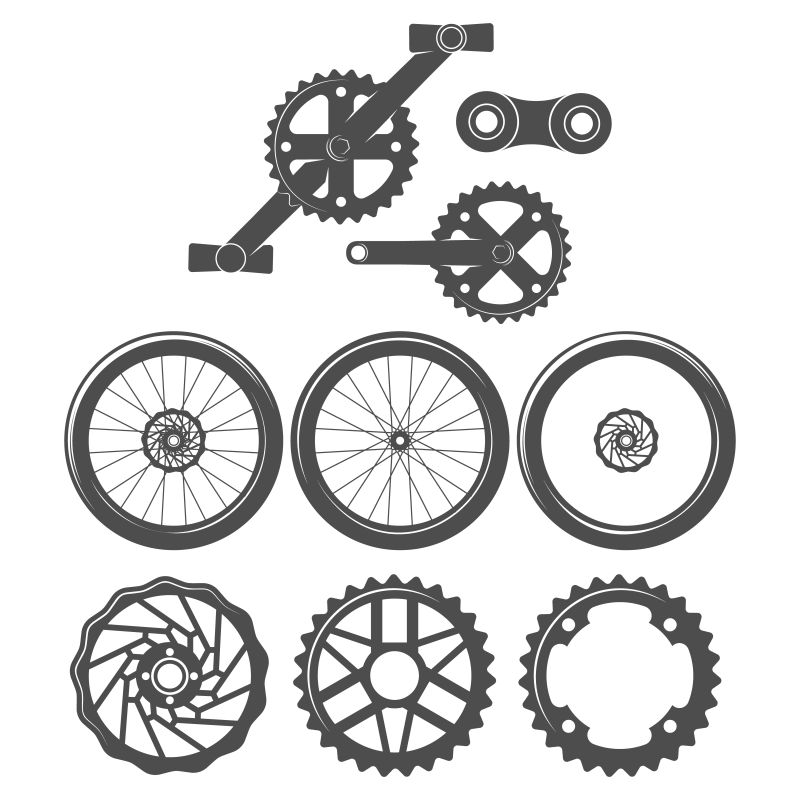 矢量抽象自行车配件的标签设计元素