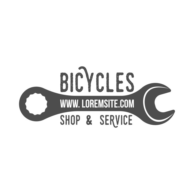 抽象矢量自行车修理的标签设计
