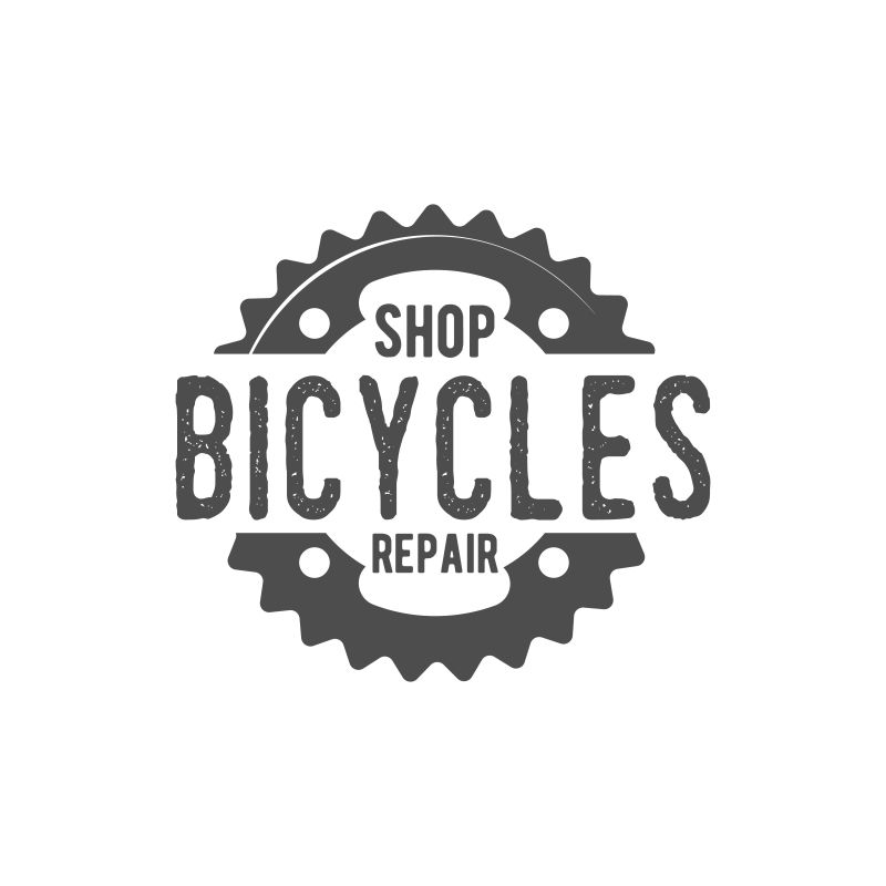 抽象自行车修理店的矢量复古标签设计