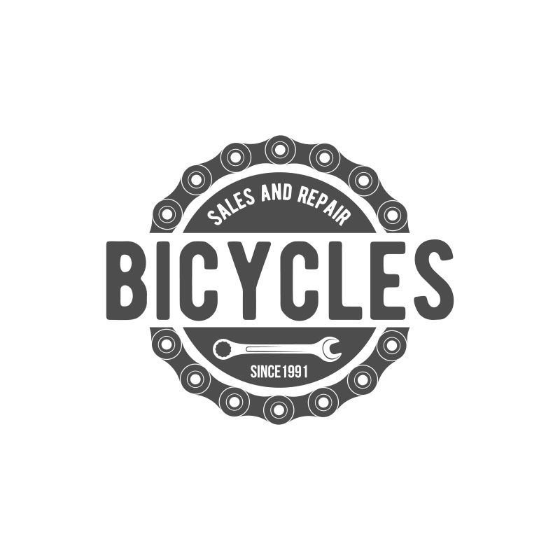 抽象自行车的矢量老式标签设计