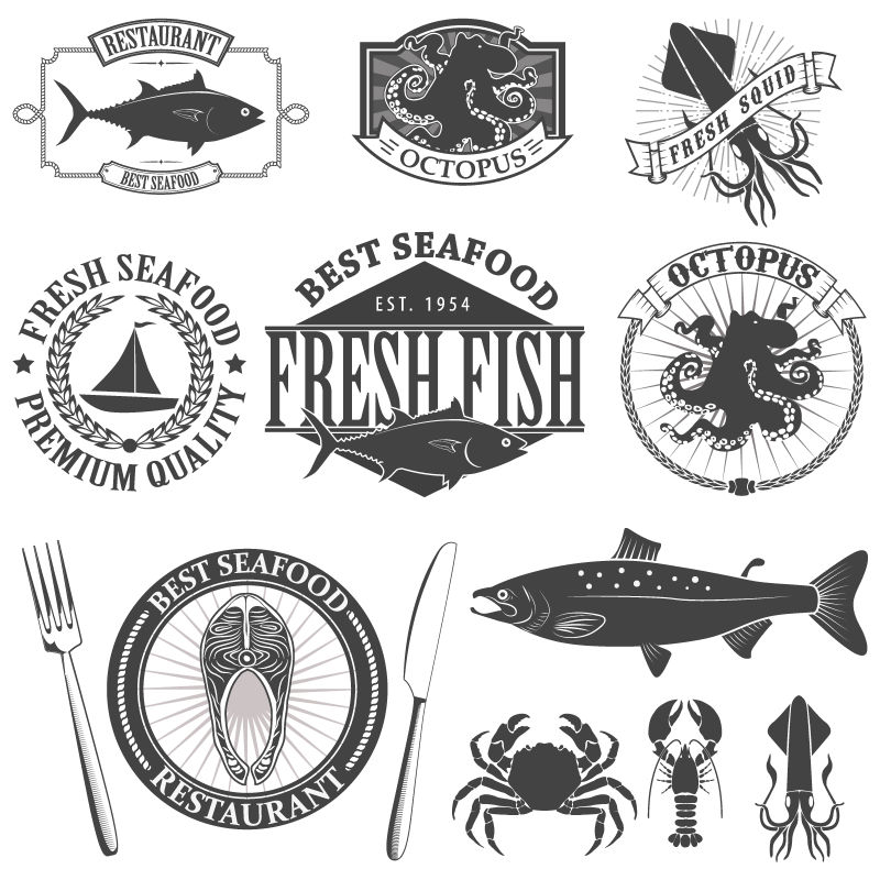 海鲜菜单标志矢量设计