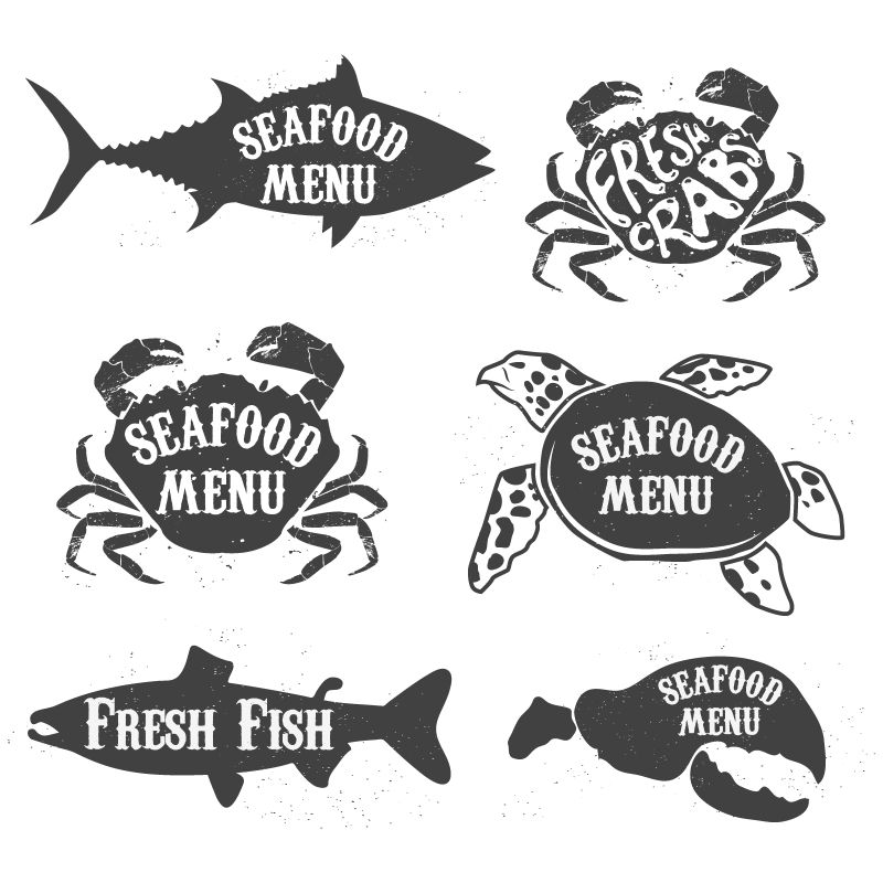 矢量海鲜菜单标志设计