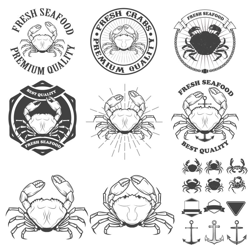 螃蟹标签矢量设计