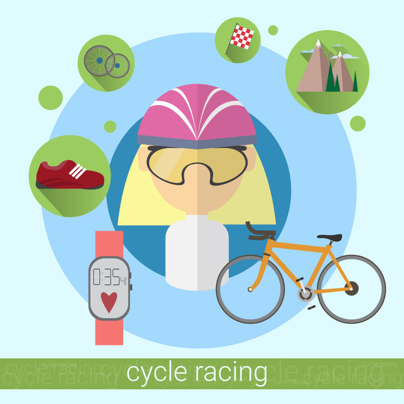 自行车女子竞技运动员图标矢量设计