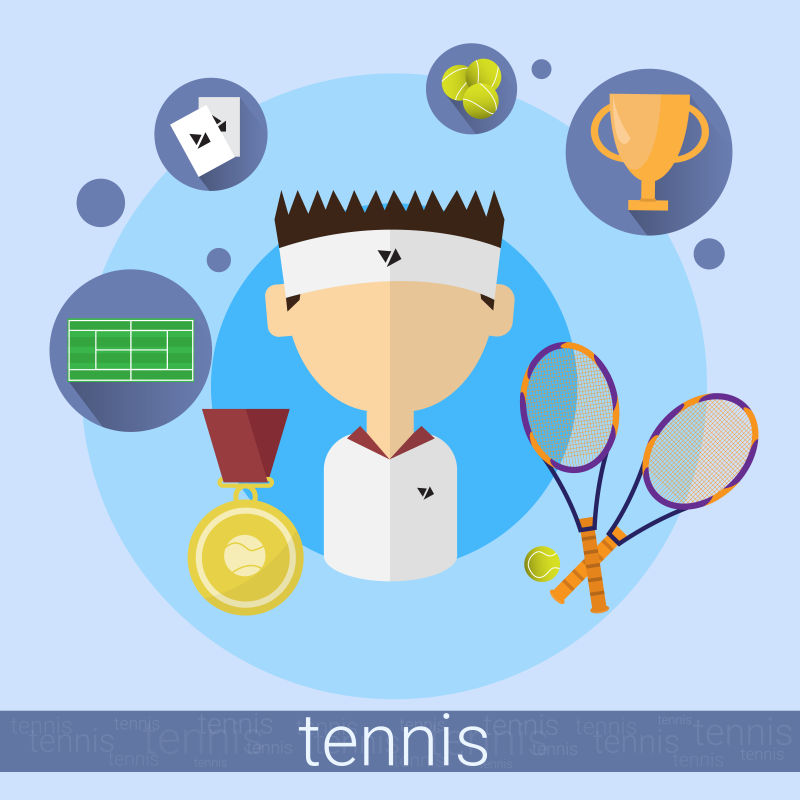 男孩网球运动员图标矢量设计