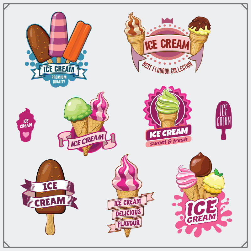 创意冰淇淋的矢量标签设计