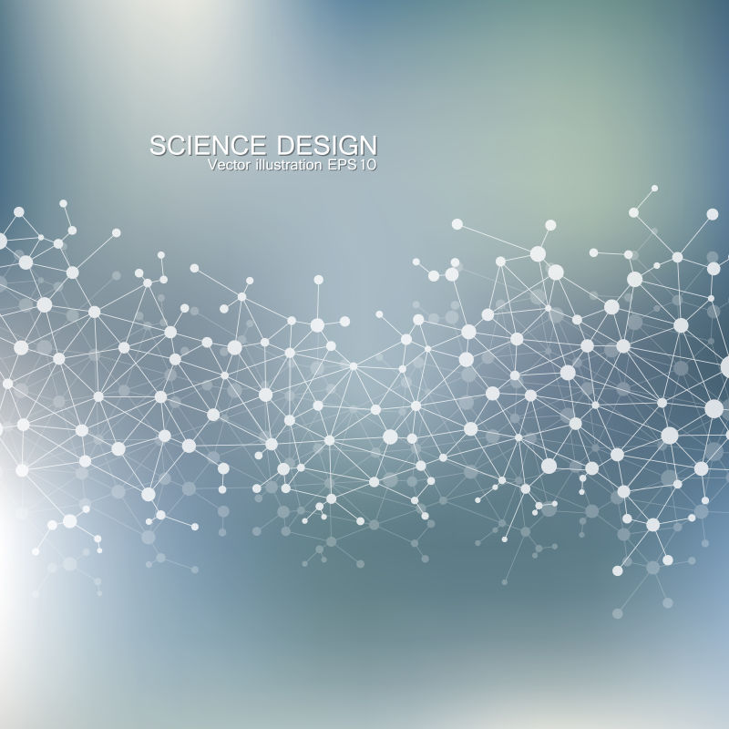 DNA分子图案蓝色背景矢量设计