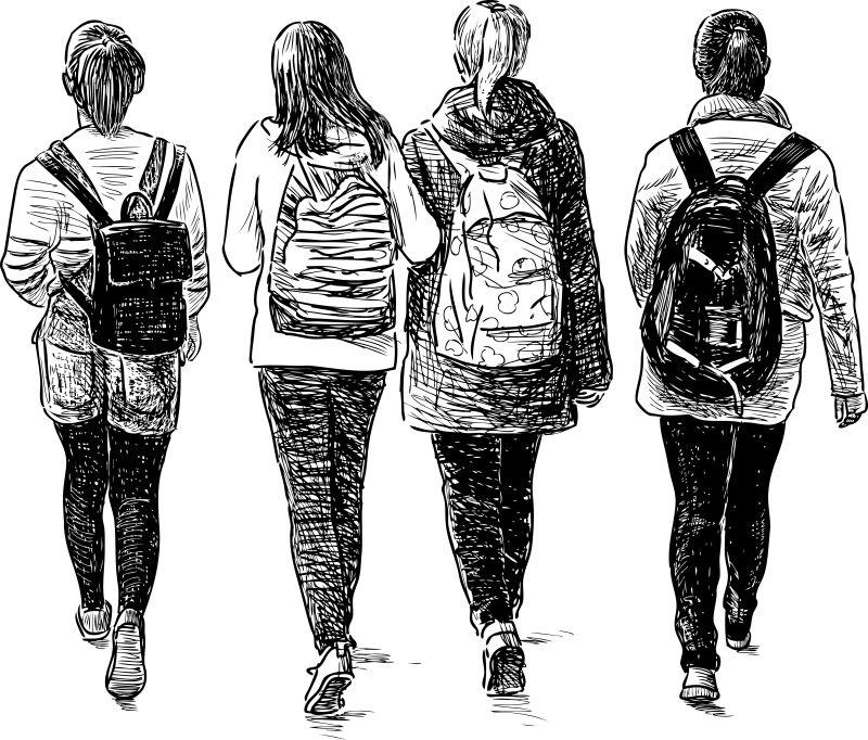 女学生走路
