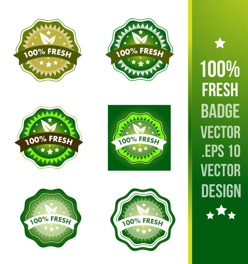 绿色天然产品标签矢量设计