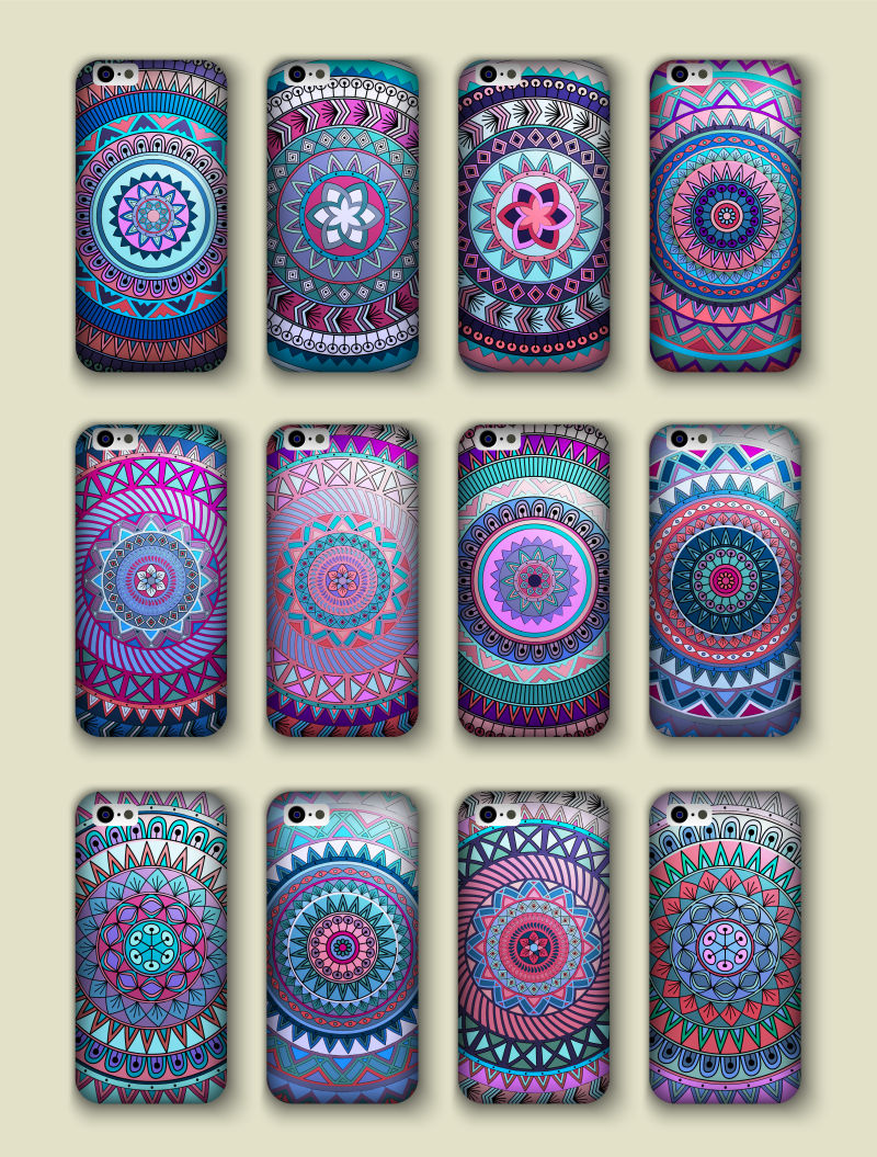 创意矢量紫色民族装饰的手机外壳设计